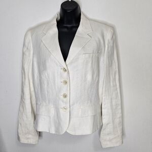 Lauren Ralph Lauren Off-white Linen Blazer Women's Sz 12 Single Breast